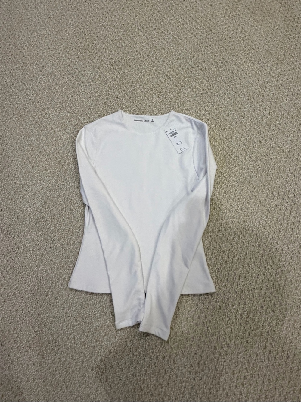 Abercrombie & Fitch White Long Sleeve Crewneck Top